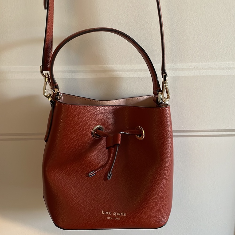 Terracotta Kate Spade bucket bag